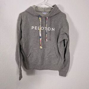 Peloton Grey Hooded Terry Cloth Lined Pullover Sweatshirt